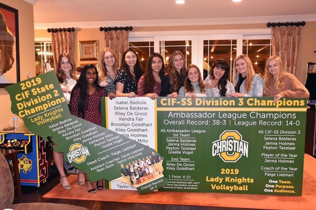 Ontario Christian High girls volleyball unveils championships banners